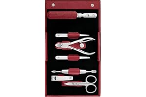 ‎ZWILLING ZWILLING Maniküre-Set (7 teilig, Pediküreset, Reise Etui Set, Nagelpflege, Echtleder), Edelstahl Poliert, Rot