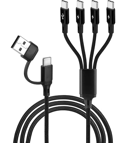 GELRHONR Short USB C Splitter Multi Charging Cable, USB C Male To 4 Type-C Male Charge Cable, 4 In 1 Charging Cord Compatible With Mobile/Android And More (Black-0.5m-4C