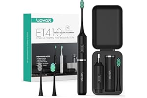 VOYOR-HEALTH VOYOR Cepillo de Dientes Eléctrico, Cepillo Dientes Viaje Portátil con Estuche, Cepillos de Dientes Electricos Sónico Adultos con 5 Modos y IPX7, Diseño Desmontable Viajes a casa Uso ET410 (Negro)