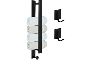 ECOSEAO Porta Asciugamani Senza Perforazione, Barra Asciugamani Bagno 304 Acciaio Inox, Porta Asciugamani Ospite Parete Autoadesivo, Porta Asciugamani Ospite 40 cm con Gancio per Bagno (Nero)