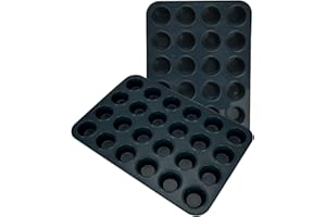 FOLKSY SUPER KITCHEN SUPER KITCHEN 2 Sztuki Mini Silikonowa Forma na 24 Muffinki i Babeczki, Nieprzywierająca Taca do Pieczenia Ciast, Wielokrotnego Użytku, 34x23x2.5cm (Szara)