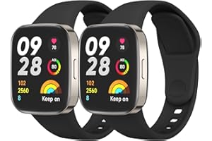 Mugust 2 Piezas Correas Solo para Redmi Watch 3 Correa Mujer Hombre,Silicona Coloridos Recambio Suave Pulseras de Repuesto para Redmi Watch 3(Negro/Negro)