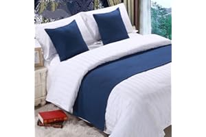 Q_STZPX Bed Runner Bed Runners Bed Scarf Hotel Bedding Linen High-End Bed Tail Towel Bed Flag Bed Tail Pad Decoration Strip，Navy Blue,50X180Cm (1.2M Bed)