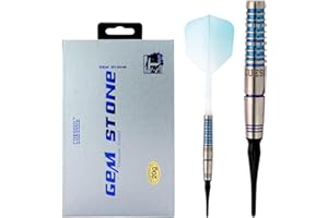 ‎CUESOUL CUESOUL GREEN/PINK/BLUE GEM STONE 19g/20g Soft Tip 90% Tungsten Dart Set mit Uniformity Titanium Coated und Gradient Color ROST Flights