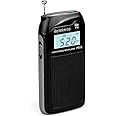 Retekess PR12 Small Radio FM AM, Pocket Radio Rechargeable, Transistor DSP MP3 Player, Support SD Card for Sports, Running, Jogging and Traveling, Gifts(Black)