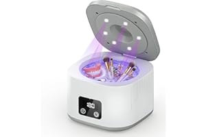 BWALIFFURY Pulitore Ultrasuoni 49000Hz, Pulitori Ultrasuoni, 6 Lampada UV Ultrasonic Cleaner, 340ml, 3 Modalità per Apparecchi Ortodontici, per Protesi, Allineatori, Testine Di Spazzolini, Gioielli, Bianco