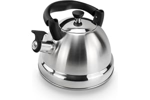 FLOVIA COOK BY NATURE 3L Hervidor silbante de inducción de acero inoxidable Asa plegable Compatible con todos los quemadores, incluidos los de inducción