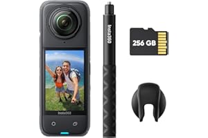 Insta360 X4 Pack Luxe - Caméra d'action 360° 8K étanche, vidéo Grand Angle 4K, Perche à Selfie Invisible, protège-objectifs Amovibles, 135 Min d'autonomie, édition IA, stabilisation