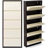 EQUAL 5 Door Metal Shoe Rack for Home | Wall Mounted Steel Shoe Cabinet | Holds 15-18 Pairs | Extra Large | Safety Lock | Rus