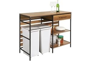 ‎SOBUY SoBuy Küchenwagen mit Arbeitsplatte, Kücheninsel freistehend, Servierwagen mit Rollen und Schublade, Küchenschrank mit offenen Ablagen, Vintage, BHT ca. 120x90x45cm, FSB71-PF