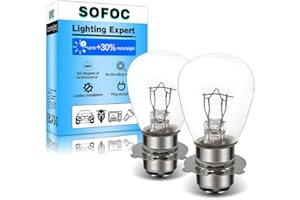 SOFOC P15D-25-3 Bulb 3 Pin 12V 25W Warm White Motorcycle Scooter Headlights High Low Beam Dual 800+lm Motorbike Front Bulb 2Pcs