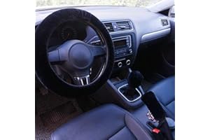 SILENCE SHOPPING Fluffy Steering Wheel Cover Set,3 Pcs 1 Set Winter Warm fuzzy Steering Wheel Cover Handbrake Cover Gear Shift Cover Universal Plush Non-Slip Interior Accessories for Car,Truck,SUV, 15" (Black)