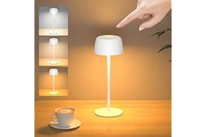 TRUMPETS Lámpara de Mesa Inalámbrica metal, H25cm Lámpara de Noche Recargable Brillo Ajustable 3 Temperaturas de Color, Lámpara de Escritorio IP54 Impermeable para Dormitorio, Exterior, Cafetería, Restaurante