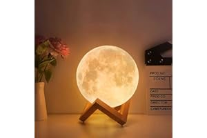 CPROSP Lampada Luna 3D Stampa 15cm 16 Colori RGB Telecomando Dimmerabile con Toccare il Controllo USB Ricaricabile Luce Notturna con adattatore di alimentazione [Classe di efficienza energetica A+]
