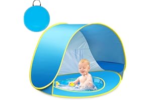 SUPMAKER Pop Up Baby Beach Tent,Automatic Portable Lightweight UV Protection Sun Shade Shelter with Baby Pool for Family Picnic Garden Indoor and Outdoor Use