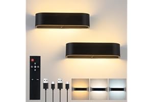 KwatTsz 2Pcs Motion Sensor Wall Lights with Remote, LED Dimmable Mounted Light Indoor, Cordless Battery Powered Wall Lamp, Rechargeable Wall Sconces for Bedroom, Yard, Hallway, Corridor, Stair