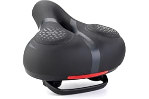 ROCKBROS Comfortable Bicycle Saddle, Comfort Ergonomic Mountain Bike Seat, Gel Hollow Breathable Shock Absorber Waterproof Reflective Stable for MTB Road Bike City Bike Black Brown