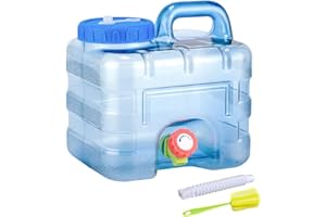 RUYI Kanister na wodę z kranem i zakrętką, kempingowy kanister na wodę, nie zawiera BPA, przenośny zbiornik na wodę pitną, z uchwytem, do przyczepy kempingowej, na piknik, wędrówki, przezroczysty,