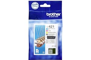 Brother Oryginalne wkłady atramentowe LC-421VAL Value Pack do Brother DCP-J1050DW, DCP-J1140DW, MFC-J1010DW (składające się z 4 wkładów atramentowych: czarny, cyjan, magenta, żółty)