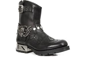 rackbone DJFOG Herren-Ritterstiefel, Biker-Stiefel, kurze Reitstiefel, mittelalterliche PU-Leder-Steampunk-Stiefel mit Totenkopf-Dekoration – Vintage-Stickerei, Western-Cowboy-Stiefel
