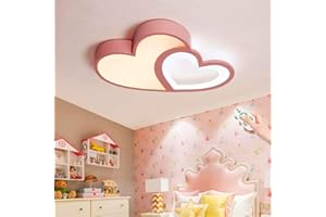FUMIMID LED Luci Per Bambini Cartoon Lampade Da Soffitto Moderne Design A Forma Di Cuore Paralume in Acrilico Plafoniera Per Soggiorno Camera Da Letto Dimmerabile Con Telecomando Lampadari Da Ragazza,Rosa