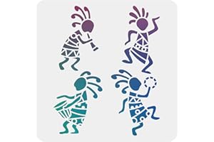 FINGERINSPIRE Pochoir Tribal Africain 30x30cm Modèle de Pochoir Peinture Murale Tribale Réutilisable Blanc Kokopelli Pochoir Peinture sur Papier Toile Bois (Blanc)
