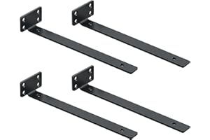 Mooche 4 Pièces Supports d' Étagère Flottants Mural, Large Éventail d'Applications, Equerre Etagere Murale Durable/Pratique, 25 x 4 x 6.5 CM, Noir