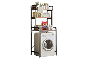 Vicyol S&D Estante Organizador para Lavadora. Estantería Superior de Baño Ahorra Espacio. Mueble de Almacenamiento de 3 Niveles para Cuarto de Baño. Acero y Madera E1.