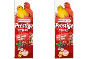 Versele-Laga Prestige Sticks Canaris Fruits Rouges & Menthe | Pack Double | 2 x 60 g | Snack pour canaris | Sans conservateurs, colorants ni arômes synthétiques