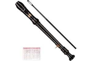 Eastrock Flûte à bec Instrument de style allemand Soprano Flûte à bec 8 pièces pour débutants avec tige de nettoyage, tableau des doigts, sac d'emballage, repose-pouce, Marron