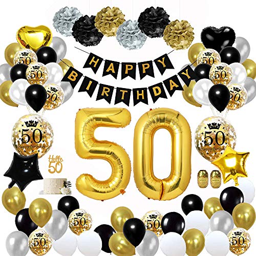 Zerodeco 40eme Bon Anniversaire Decorations Noir Or Banniere De Happy Birthday Nombre 40 Etoile Bouteilles Verre A Champagne Ballon En Aluminium Tourbillons Suspendus Fournitures De Fete 40 Ans Loisirs Creatifs Cuisine