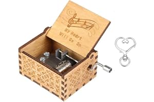 Cuzit, My Heart Will Go On, carillon musicale con il motivo del film Titanic, stile antico con manovella, in legno intagliato a mano