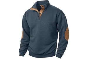 Bastwahl Pull Camionneur Col Homme Sweatshirt en Micro Fleece Polaire À Manches Longues Chaud Maillot De Chasse Survêtement Et Boutons French Terry Sweat Pull-Over Automne Hiver