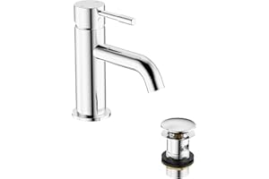 Bristan Mila Basin Mixer Tap with Clicker Waste Chrome (MI BAS C)