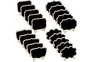 Demarsen 20 Pièces Mini Ardoise Craie, Petit Tableau Noir Ardoise avec Support, Mini Tableau Noir Réutilisable, Chevalet Ardoise pour Mariage Anniversaire Bar Restaurant Café Buffet École