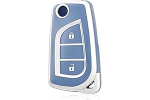 OFF WE GO Custodia Chiave Cover Chiave Guscio Chiavi per Toyota RAV4 Yaris Aygo Auris Avensis Arten Highlander Fortuner Tundra Coprichiave Macchina TPU Copri Chiavi Telecomando Portachiavi,Argento Blu