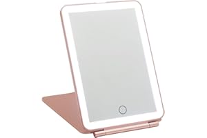 ISFORU LED Travel Makeup Mirror, 3 Colour Light Rechargeable Portable Compact Vanity Mirror, Perfect for Travel, Christmas Birthday Gift for Women (Rose Gold)