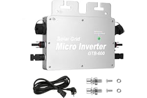 BreeRainz 600W Micro Wechselrichter, PV Mikro-Wechselrichter Mit IP65 Wasserdicht Niveau, Solar Grid Tie Wechselrichter Mit WLAN APP, Für 2 Solarmodule und Balkonkraftwerk, 180-270V AC