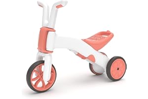 Chillafish Bunzi - Porteur Bebe Convertible en draisienne, Trotteur évolutif 2 en 1 avec siège Ajustable pour Enfants de 1 à 3 Ans, Roues silencieuses et durables, Flamingo
