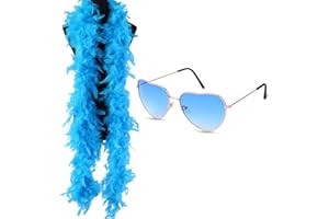 Kavoc Feather Boa with Polarized Heart Shaped Sunglasses for Women Vocal Concert Birthday Wedding Halloween Party Prom Supplies