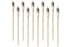 PARTYRAMA.CO.UK Natural Handmade Bamboo Garden Tiki Torch 60cm/90cm/120cm - for use with Parrafin or lamp Oil (90cm, Pack of 10)