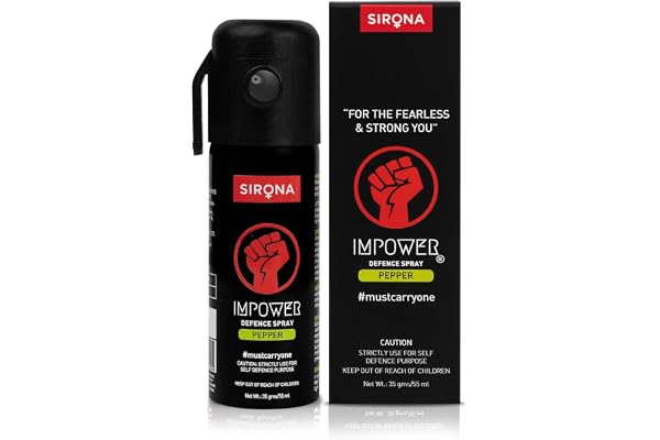 IMPOWER Self Defence Pepper Spray Green Chilli for Woman Safety - 55 ML (Pack of 1) Pocket Size Long Range of 12ft Pepper Spray, Very Strong, Protection & Safety