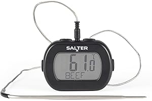 Salter 515 BKCR Thermomètre à Viande, Thermometre Digital de cuisine -20°C à 250°C, Mesure Température de Pâtisseries Confitures Fritures Viandes au Four ou au Barbecue, Grand Écran Facile à Lire