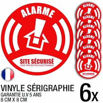 Autocollants Alarme Lot De 8 Stickers Alarme Sécurité Protection Vidéosurveillance 8 X 6 Cm Resistants Uv Et Pluie 88914600