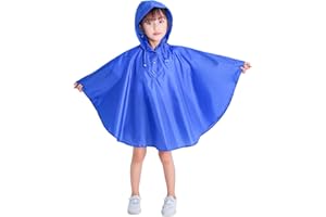 Natashas Kinder Mädchen Jungen Regenponcho Wasserdicht Regenjacke Regenmantel Softshelljacke mit Kapuze