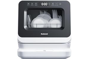 Gudsunal Table Top Dishwasher, Mini Dishwasher with 7L Water Tank, 6 Programs,No Plumbing, 72°C Hygiene, Hybrid Drying & Preserve Function, Countertop for RV & Apartment,Matte Black