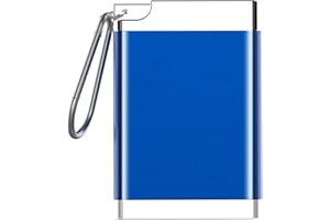 JUSPOTA Ceniceros Portátiles de Cigarrillos, Metal Cenicero de Bolsillo con Tapa y Llavero, para Playa Viaje Excursiones Exterior, Antiolores, Hermético Incombustible, Azul