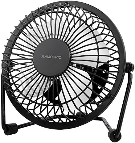 USB Mini Desktop Fan, Small Quiet 4 Inch Metal Blade Desk Cooling Fan with 360 Degree Rotation for Home Office (Black)