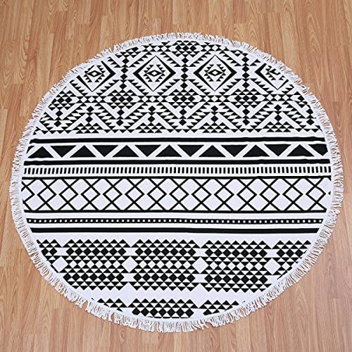 LAILAIGE Seaside Vacation Oversized Towel Blanket Cotton Print Round Beach Towel Multi-functional Shawl,1-150*150cm