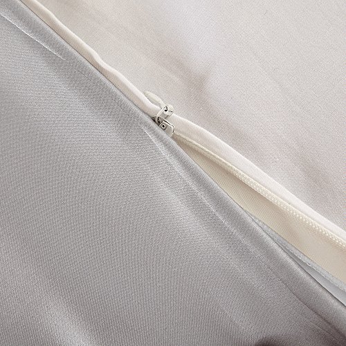 Lilysilk Seide Kissenbezug Kissenhülle Uni Unterseite von Baumwolle mit Reißverschluss 1 Stück Wende Kissen in Schachtelverpackung 40x80cm Silbergrau - 6
